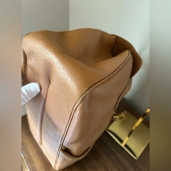 SALVATORE FERRAGAMO Tan Brown Leather Gancini Satchel Flap Bowler Bag Italy - Picture 5 of 10